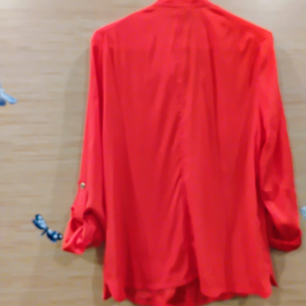 Red Button-Up Women's Top - Picture 3 of 6